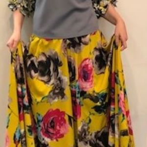 Flowing Floral Swing maxi Skirt